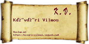 Kővári Vilmos névjegykártya